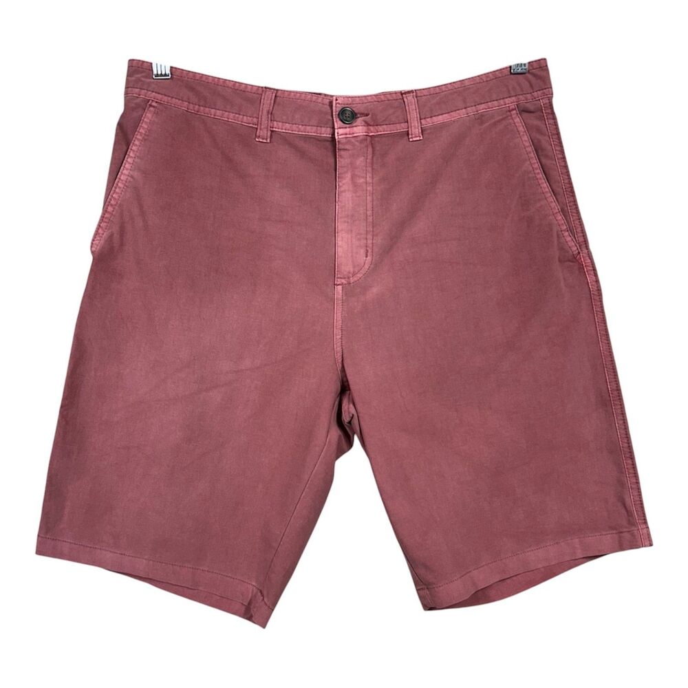 Valor Mens Washed Red Stretch Flat Front Shorts Sz 33